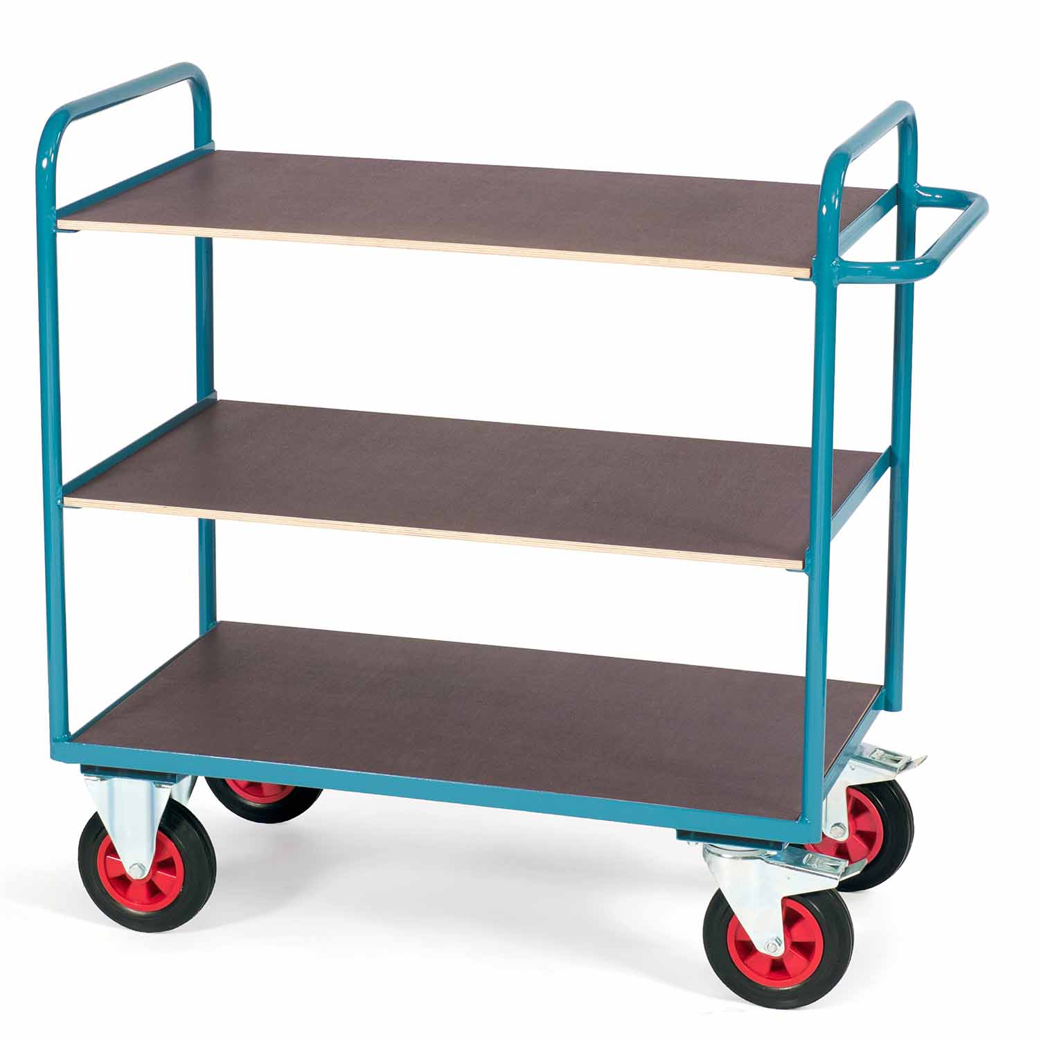 Etagenwagen aus Stahl mit Lagerebenen aus Holz, Tragkraft 300 kg, leichte Ausführung Tischwagen und Etagenwagen Produktbild Etagenwagen aus Stahl mit Lagerebenen aus Holz, Tragkraft 300 kg, leichte Ausführung