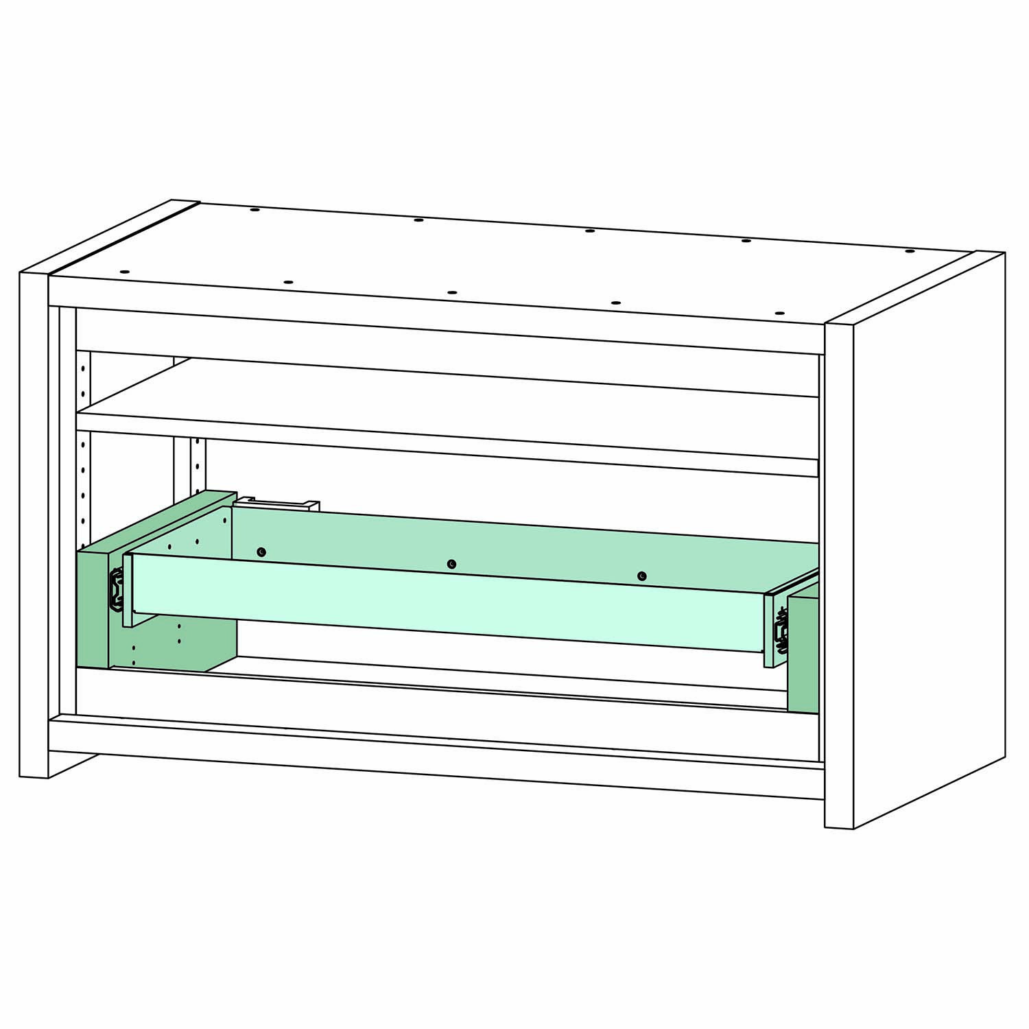 F30 Untertisch-Sicherheitsschrank, Breite 110 cm, Höhe 55 cm, 1x Auszugswanne F30 Sicherheitsschrank Produktbild Typ 30 / F30 Untertisch-Sicherheitsschrank, Breite 110 cm, Höhe 55 cm, 1x Auszugswanne
