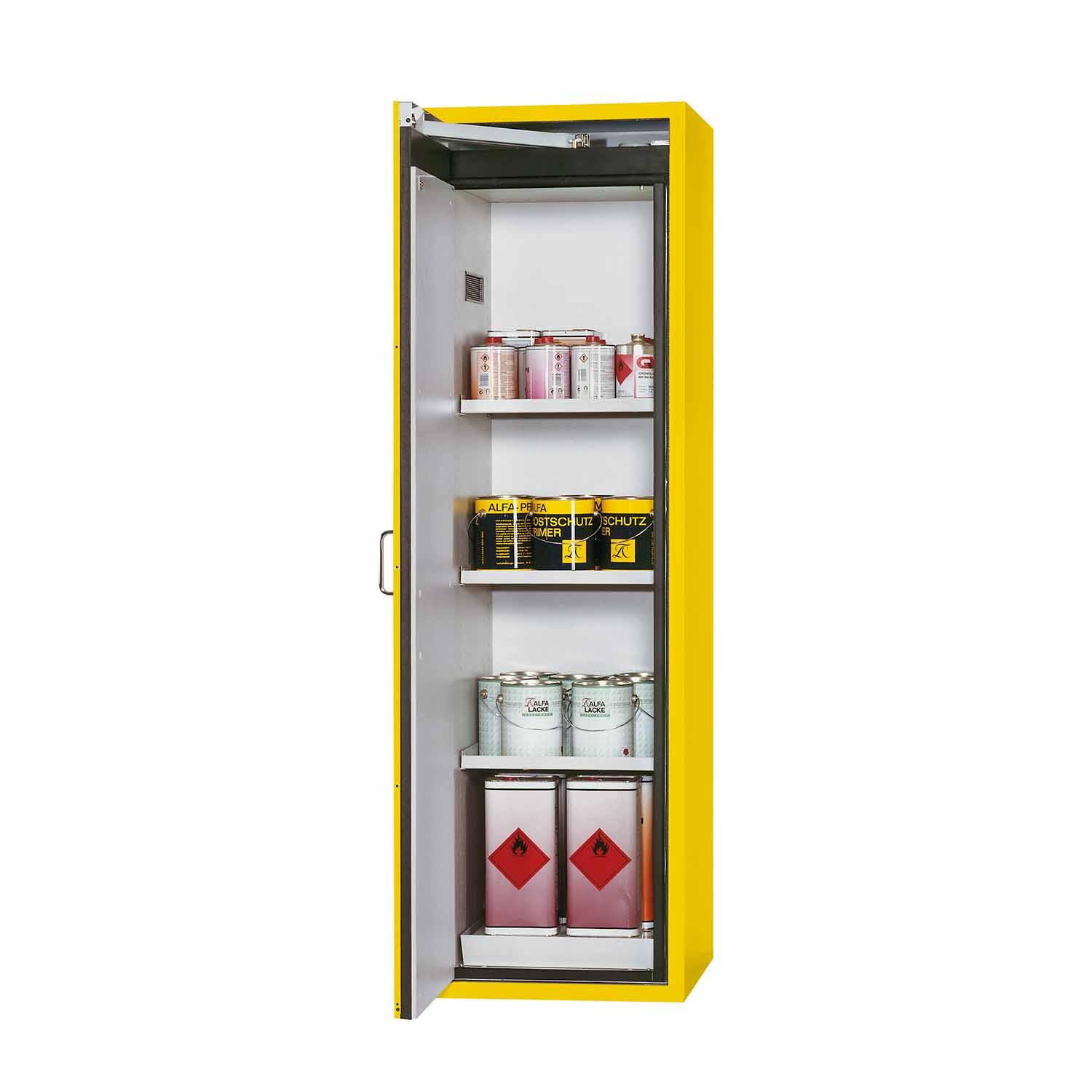 F90 Sicherheitsschrank mit 3 Fachböden, 1 Bodenwanne, 1 Lochblecheinsatz, Breite 60 cm F90 Sicherheitsschrank für Kleingebinde Produktbild F90 Sicherheitsschrank mit 3 Fachböden, 1 Bodenwanne, 1 Lochblecheinsatz, Breite 60 cm