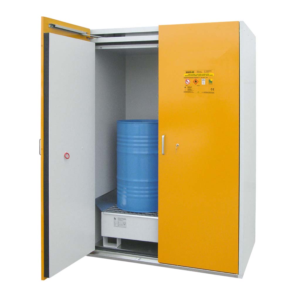 F90 Fassschrank mit Bodenwanne und Gitterrost, Breite 155 cm F90 Sicherheitsschränke für Fässer Produktbild F90 Fassschrank mit Bodenwanne und Gitterrost, Breite 155 cm