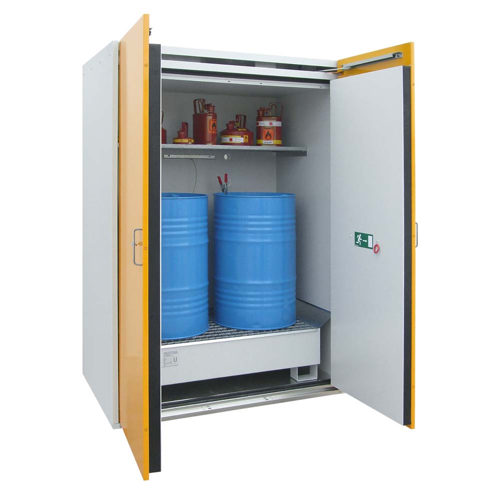 F90 Fassschrank mit Bodenwanne und Gitterrost, Breite 155 cm F90 Sicherheitsschränke für Fässer Produktbild F90 Fassschrank mit Bodenwanne und Gitterrost, Breite 155 cm