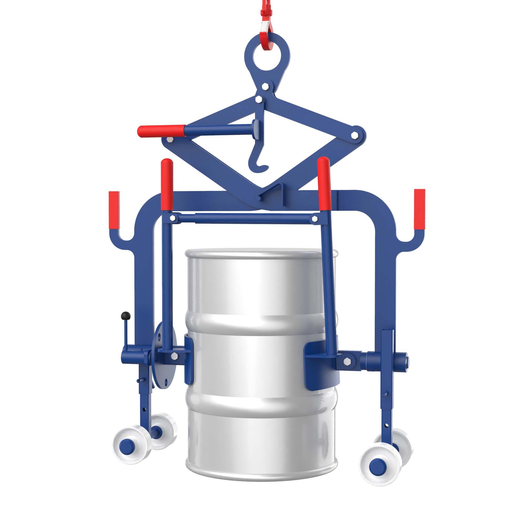 Fass-Kippgreifer für 60 l Fässer mit Hand-Schwenkvorrichtung, Traglast 150 kg Fassgreifer Produktbild Fass-Kippgreifer für 60 l Fässer mit Hand-Schwenkvorrichtung, Traglast 150 kg