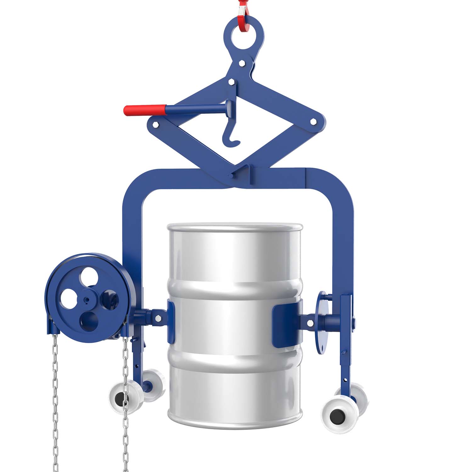 Fass-Kippgreifer für 60 l Fässer mit Getriebe, Traglast 150 kg Fass-Kippgreifer (Scherengreifer) Produktbild Fass-Kippgreifer für 60 l Fässer mit Getriebe, Traglast 150 kg