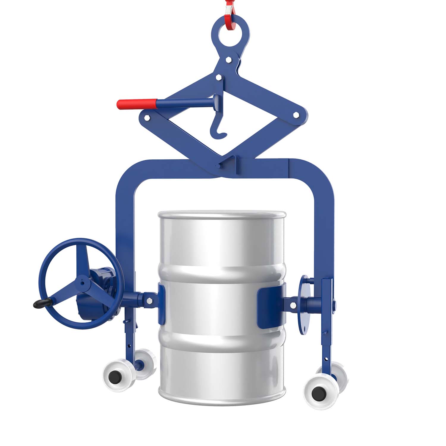 Fass-Kippgreifer für 60 l Fässer mit Getriebe, Traglast 150 kg Fass-Kippgreifer (Scherengreifer) Produktbild Fass-Kippgreifer für 60 l Fässer mit Getriebe, Traglast 150 kg