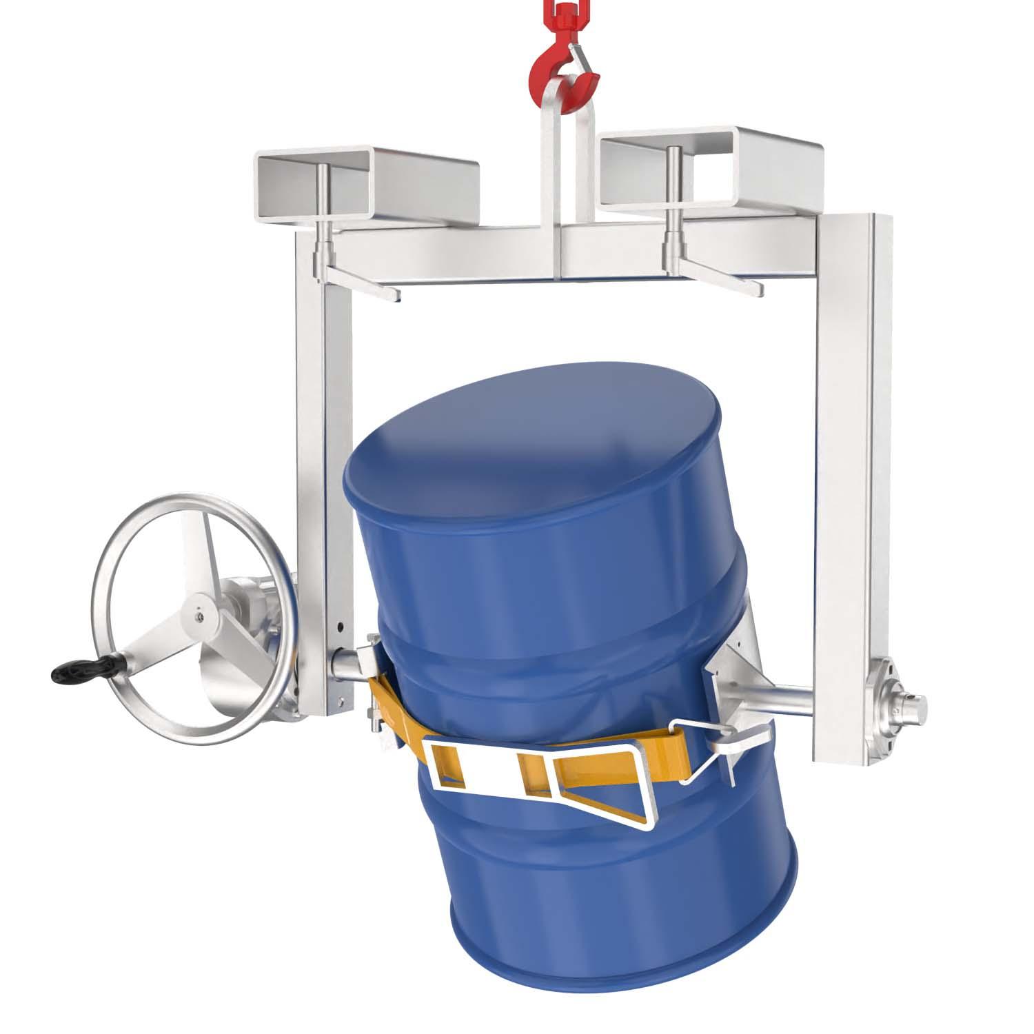Fass-Kipptraverse aus Edelstahl (V2A) mit Handrad für stehende 60 l Stahlfässer Fasshandling-Geräte aus Edelstahl Produktbild Fass-Kipptraverse aus Edelstahl (V2A) mit Handrad für stehende 60 l Stahlfässer