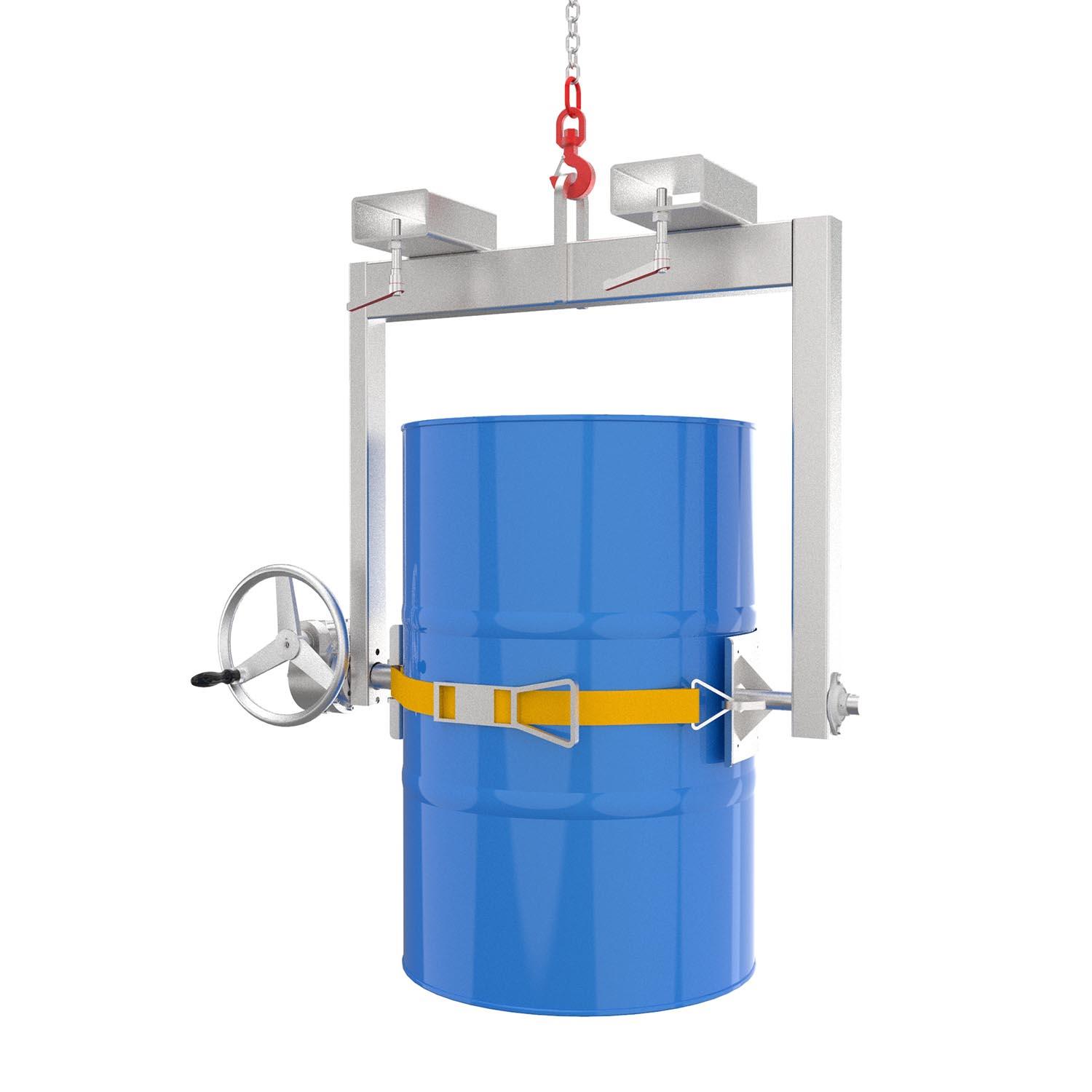 Fass-Kipptraverse aus Edelstahl (V2A) mit Handrad für stehende 200 l Stahlfässer Fasshandling-Geräte aus Edelstahl Produktbild Fass-Kipptraverse aus Edelstahl (V2A) mit Handrad für stehende 200 l Stahlfässer