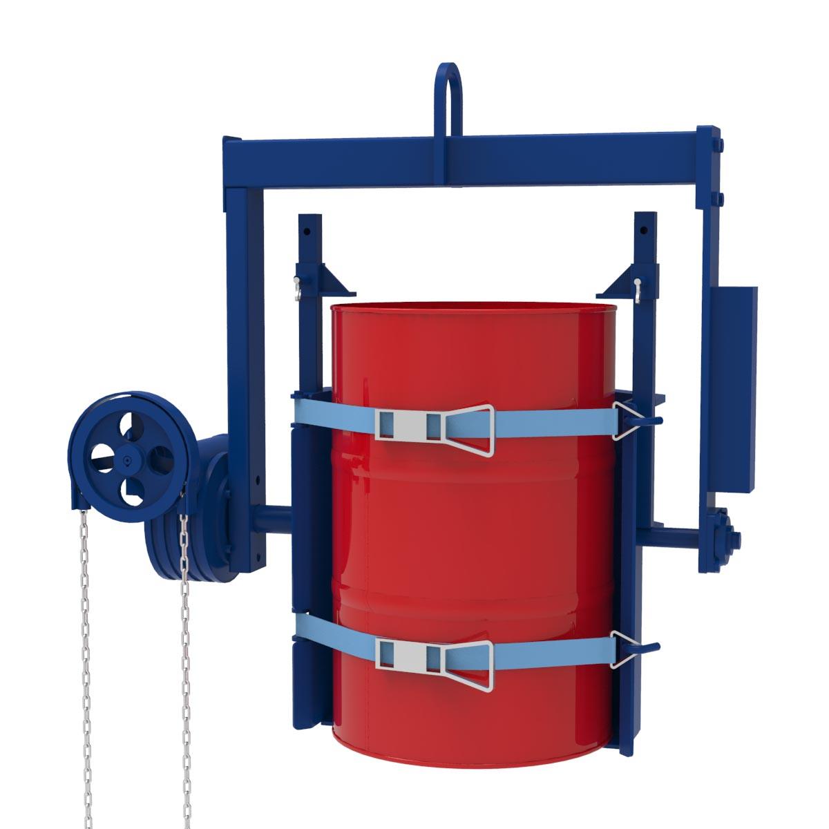 Schwerlast-Fass-Kipptraverse für 200 l Fässer mit hohem Gewicht, Traglast 1,2 t Fassgreifer Produktbild Schwerlast-Fass-Kipptraverse für 200 l Fässer mit hohem Gewicht, Traglast 1,2 t