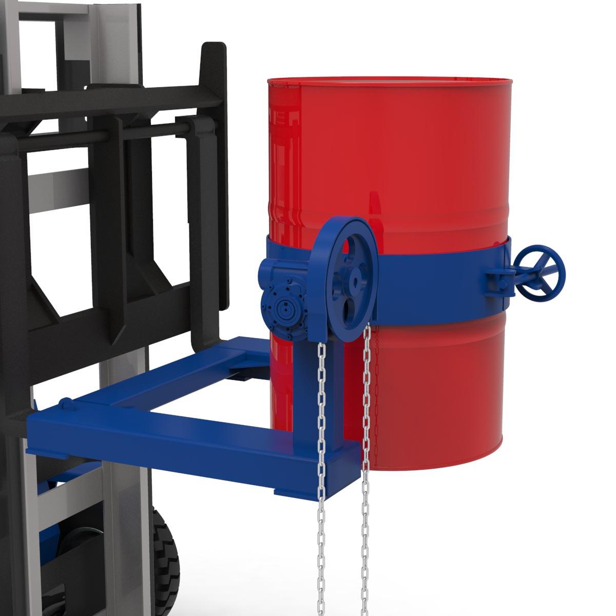 Fasskipper für 200 l Stahlfässer, Stapleranbaugerät Fasskipper für Stapler Produktbild Fasskipper für 200 l Stahlfässer, Stapleranbaugerät