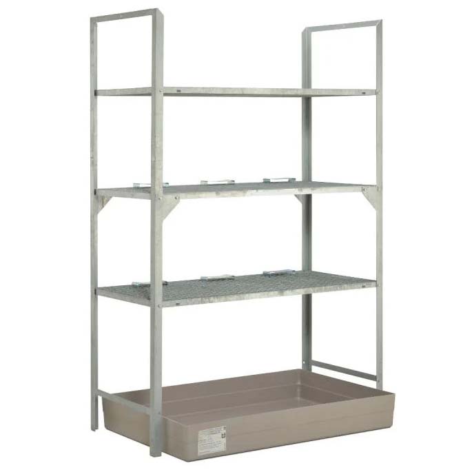 Fassregal mit Auffangwanne aus GFK für 9 x 60 l Fässer oder Kleingebinde, 1320 x 800 x 2000 mm, Grundeinheit Fassregale Produktbild Fassregal mit Auffangwanne aus GFK für 9 x 60 l Fässer oder Kleingebinde, 1320 x 800 x 2000 mm