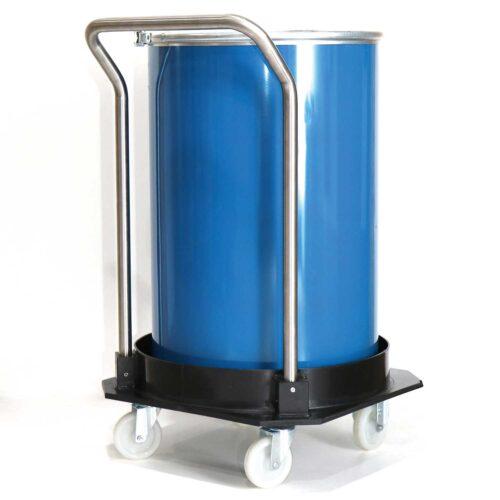 Fasswagen mit Auffangwanne aus Kunststoff, Inhalt 25 l, für 1 x 200 l Fass Fahrbare Auffangwannen aus Kunststoff Produktbild Fasswagen mit Auffangwanne aus Kunststoff, Inhalt 25 l, für 1 x 200 l Fass