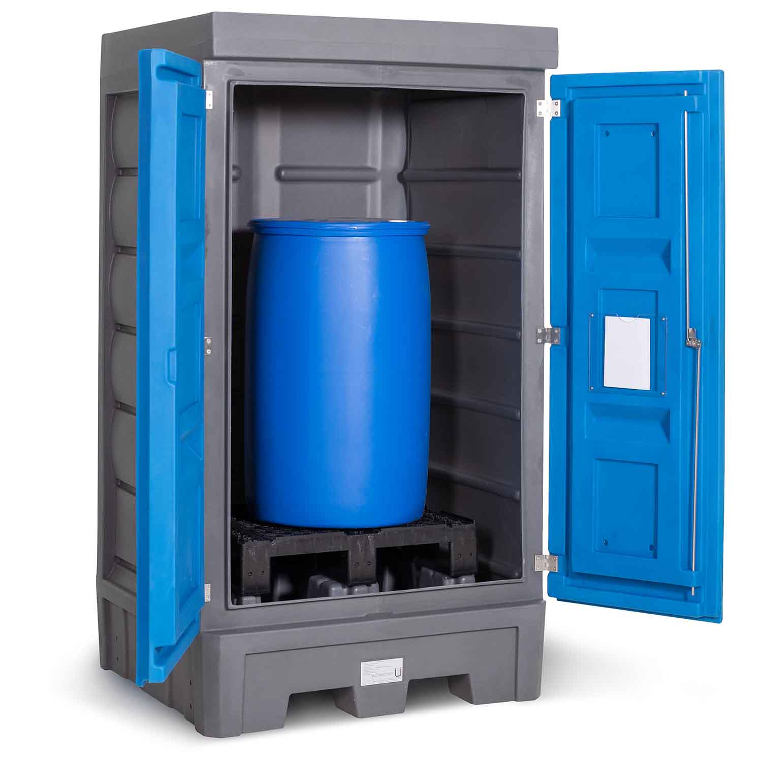 Gefahrstoffdepot aus Polyethylen (PE), 1 x 200 l Fass, Auffangvolumen 245 l Gefahrstoffdepots aus PE Produktbild Gefahrstoffdepot aus Polyethylen (PE), für 1 x 200 l Fass, Auffangvolumen 245 l