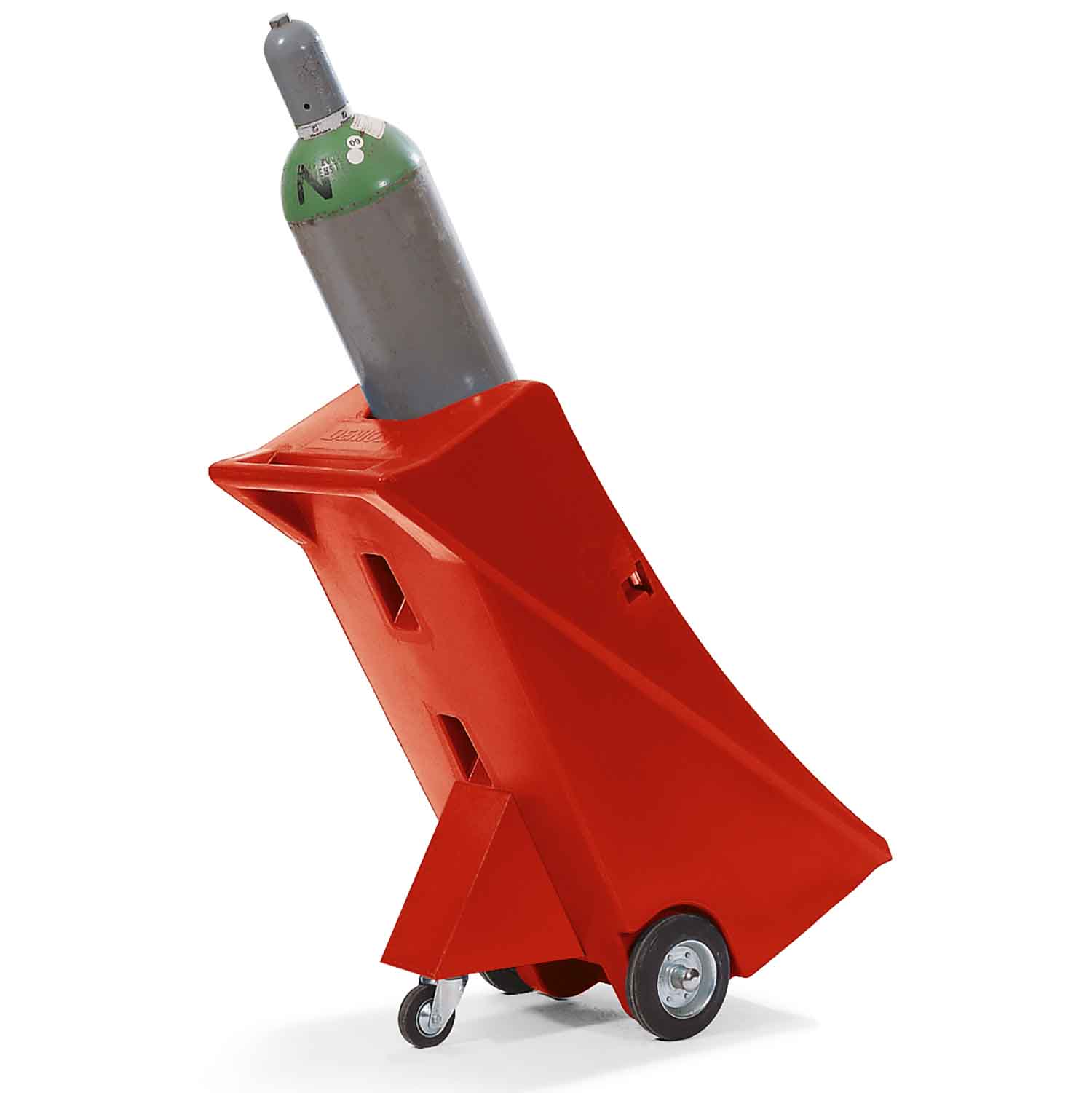 Gasflaschenwagen aus PE mit Stützrad für eine Gasflasche à 33 kg Gasflaschenhandling Produktbild Gasflaschenwagen aus PE mit Stützrad für eine Gasflasche à 33 kg