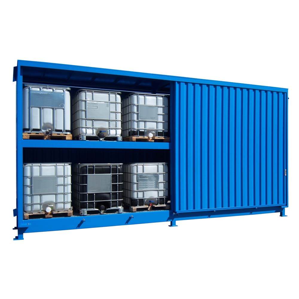 Gefahrstoff-Regalcontainer zur Lagerung im Freien, für 12 x 1000 l IBC, 7060x1530x3660mm Gefahrstoff-Regalcontainer Produktbild Gefahrstoff-Regalcontainer zur Lagerung im Freien, für 12 x 1000 l IBC, 7060x1530x3660mm