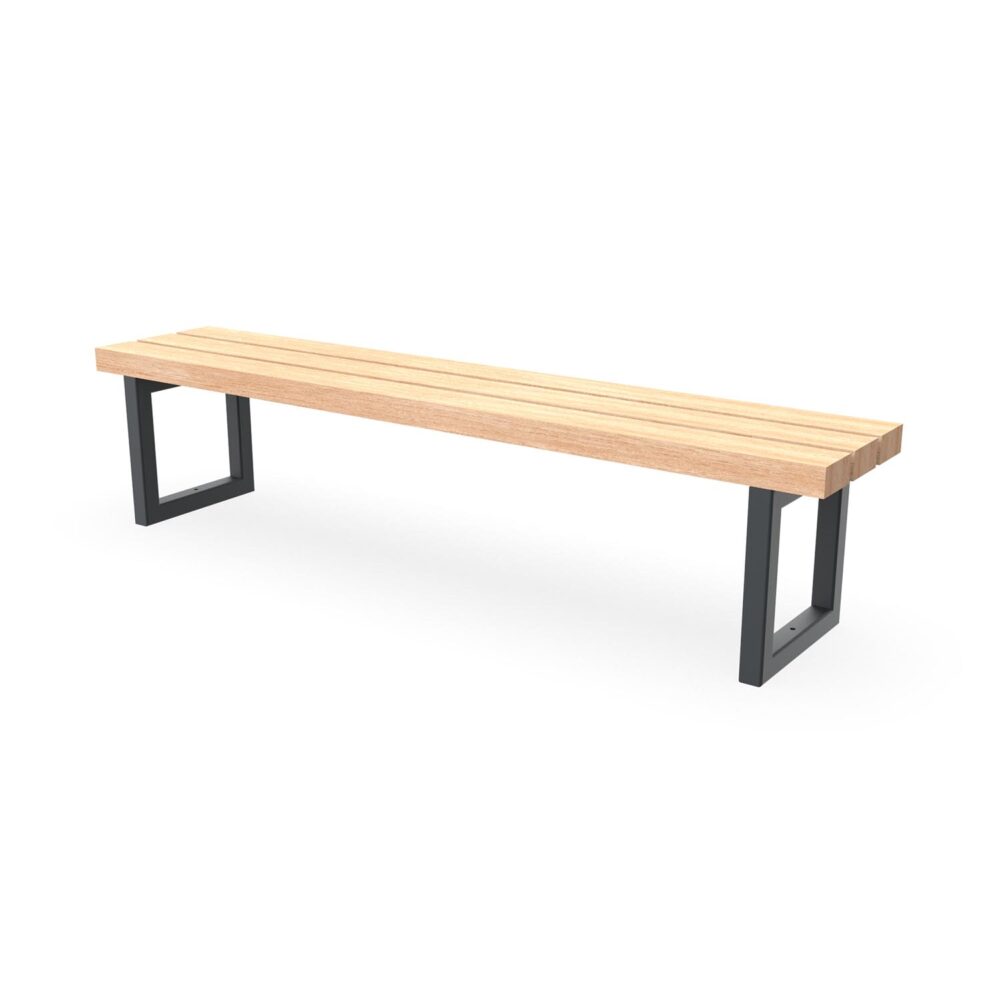 Hockerbank mit duplexbeschichtetem Gestell aus Stahl und Sitzfläche aus Holz Parkbank Produktbild Hockerbank mit duplexbeschichtetem Gestell aus Stahl und Sitzfläche aus Holz