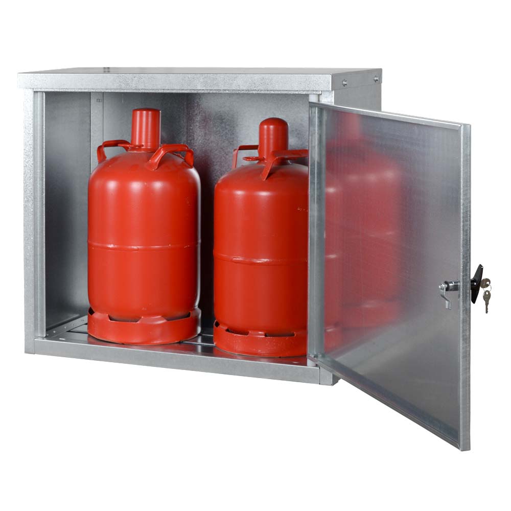 Kleingasflaschenschrank zur Außenlagerung von 2 x 11 kg Propangasflaschen, 860x400x750mm Gasflaschenschrank für den Außenbereich Produktbild Kleingasflaschenschrank zur Außenlagerung von 2 x 11 kg Propangasflasche, 860x400x750mm