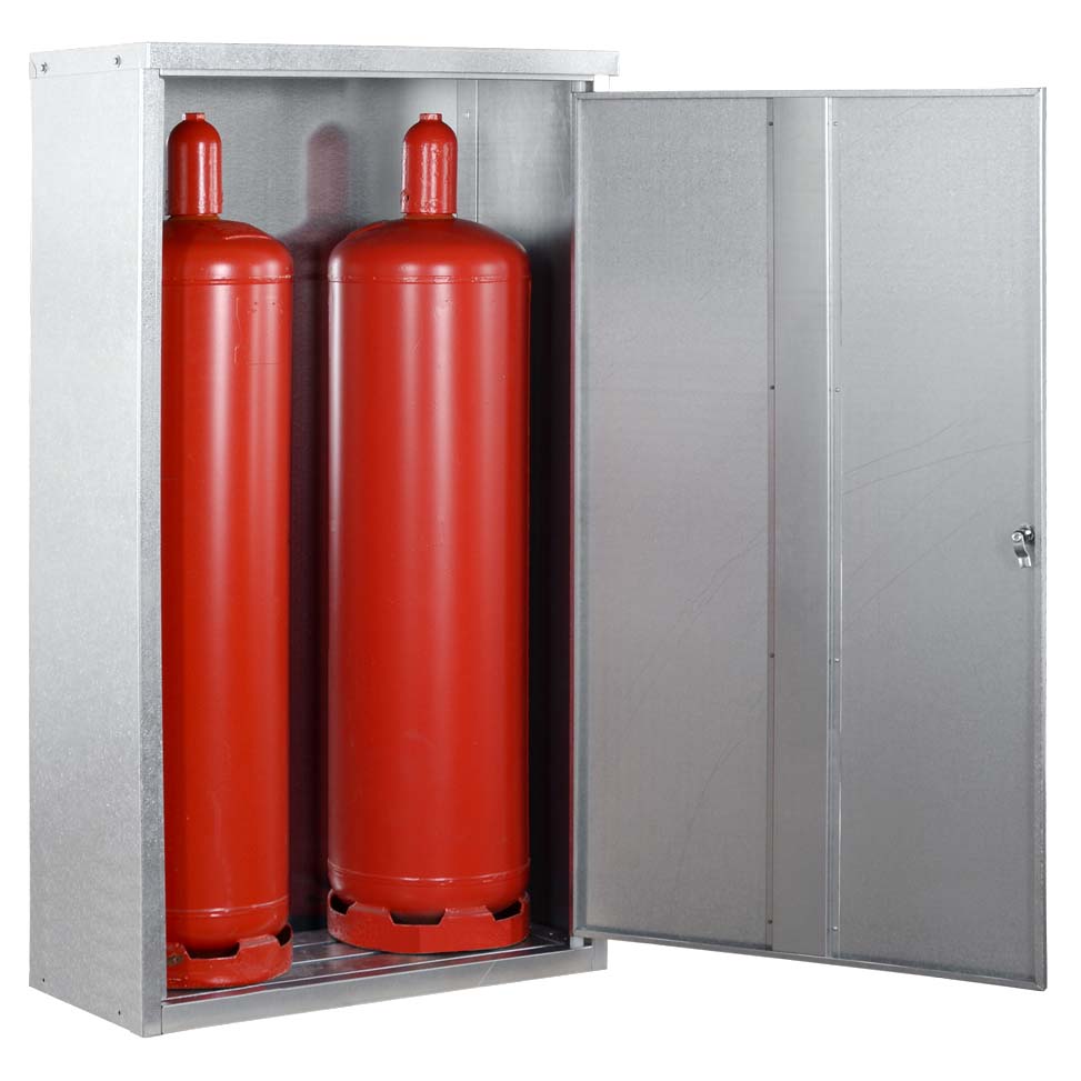 Kleingasflaschenschrank zur Außenlagerung von 2 x 33 kg Propangasflaschen, 860x400x1435mm Gasflaschenschrank für den Außenbereich Produktbild Kleingasflaschenschrank zur Außenlagerung von 2 x 33 kg Propangasflasche, 860x400x1435mm