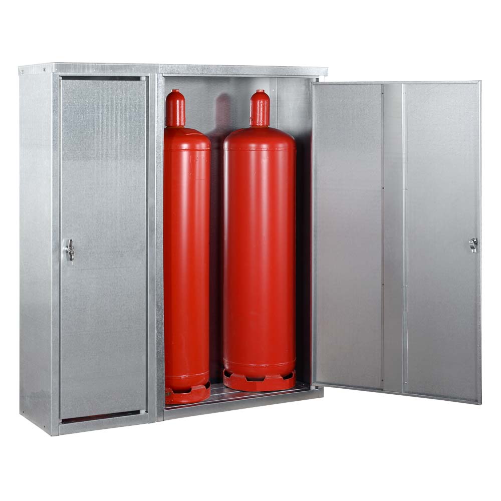 Kleingasflaschenschrank zur Außenlagerung von 3 x 33 kg Propangasflaschen, 1320x400x1435mm Gasflaschenschrank für den Außenbereich Produktbild Kleingasflaschenschrank zur Außenlagerung von 3 x 33 kg Propangasflaschen, 1320x400x1435mm