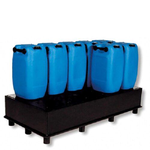 Auffangwanne aus Kunststoff (PE-HD) mit Füßen und Stellebene, Auffangvolumen 225 l, für 12 x 30 l, 10 x 60 l oder 3 x 200 l Fässer Auffangwannen aus Kunststoff Produktbild Auffangwanne aus Kunststoff (PE-HD) mit Füßen und Stellebene, Auffangvolumen 225 l, für 12 x 30 l, 10 x 60 l oder 3 x 200 l Fässer