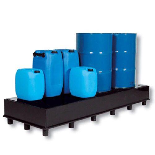 Auffangwanne aus Kunststoff (PE-HD) mit Füßen und Stellebene, Auffangvolumen 225 l, für 4 x 200 l Fässer Auffangwannen aus Kunststoff Produktbild Auffangwanne aus Kunststoff (PE-HD) mit Füßen und Stellebene, Auffangvolumen 225 l, für 4 x 200 l Fässer