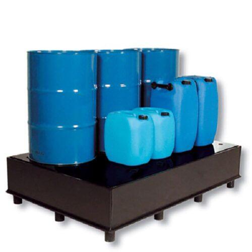 Auffangwanne aus Kunststoff (PE-HD) mit Füßen und Stellebene, Auffangvolumen 225 l, für 6 x 200 l Fässer Auffangwannen aus Kunststoff Produktbild Auffangwanne aus Kunststoff (PE-HD) mit Füßen und Stellebene, Auffangvolumen 225 l, für 6 x 200 l Fässer