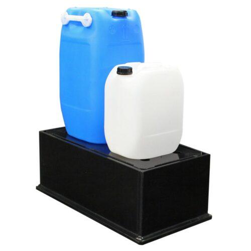 Auffangwanne aus Kunststoff (PE-HD) mit Stellebene, Auffangvolumen 60 l, für 2 Fässer Auffangwannen aus Kunststoff Produktbild Auffangwanne aus Kunststoff (PE-HD) mit Stellebene, Auffangvolumen 60 l, für 2 Fässer