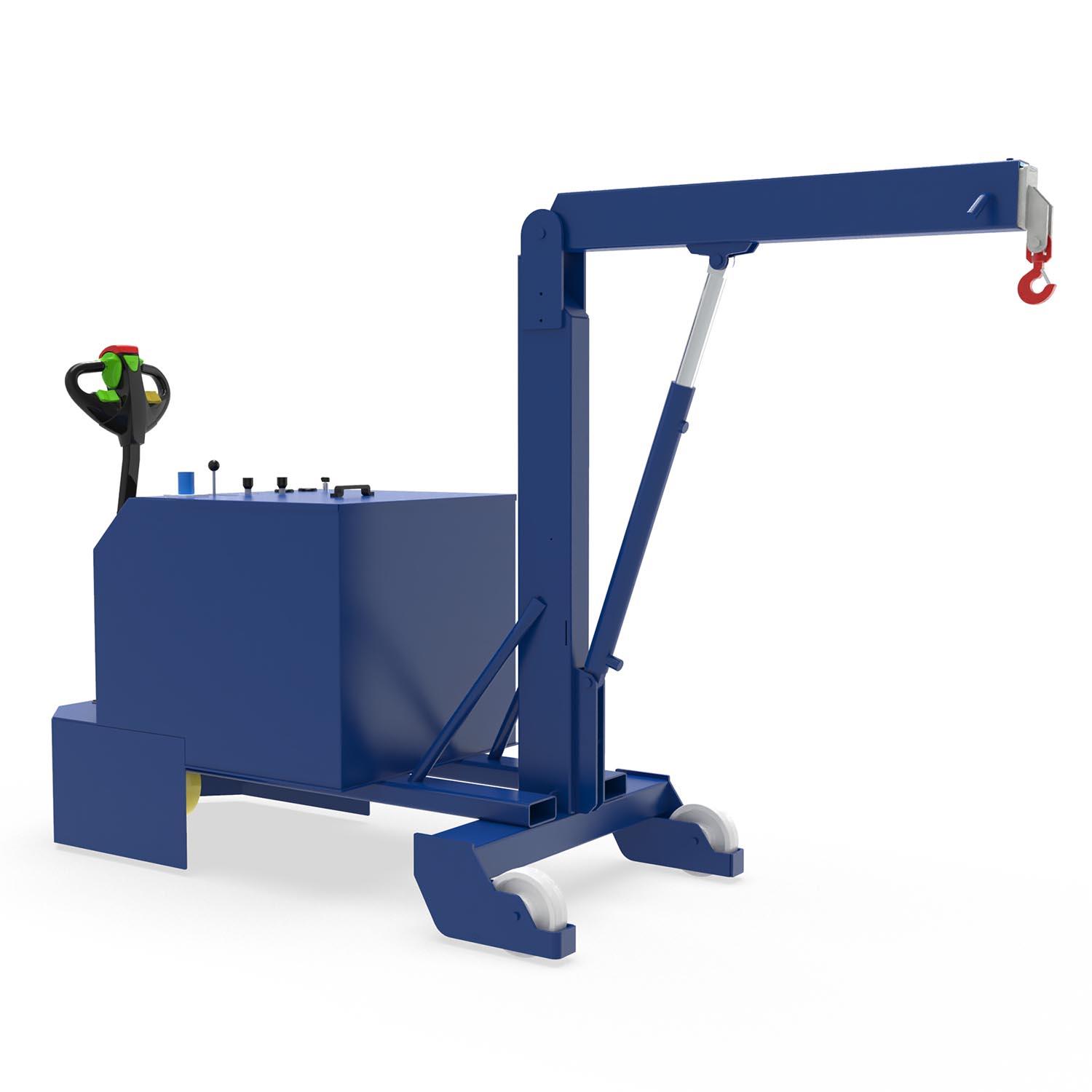 Elektroverfahrbarer Werkstattkran mit elektrohydraulischem Hub, teleskopierbarer Ausleger Elektroverfahrbare Werkstattkrane Produktbild KRF 100 EH Elektroverfahrbarer Werkstattkran mit elektrohydraulischem Hub, teleskopierbarer Ausleger (2)