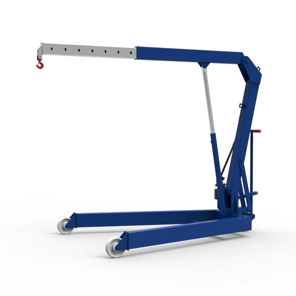 Gegengewichtsloser Werkstattkran mit Teleskopausleger, Traglast 1000 kg, gespreiztes Fahrwerk, klappbar Motorheber und Montagekrane Produktbild Gegengewichtsloser Werkstattkran mit Teleskopausleger, Traglast 1000 kg, gespreiztes Fahrwerk, klappbar