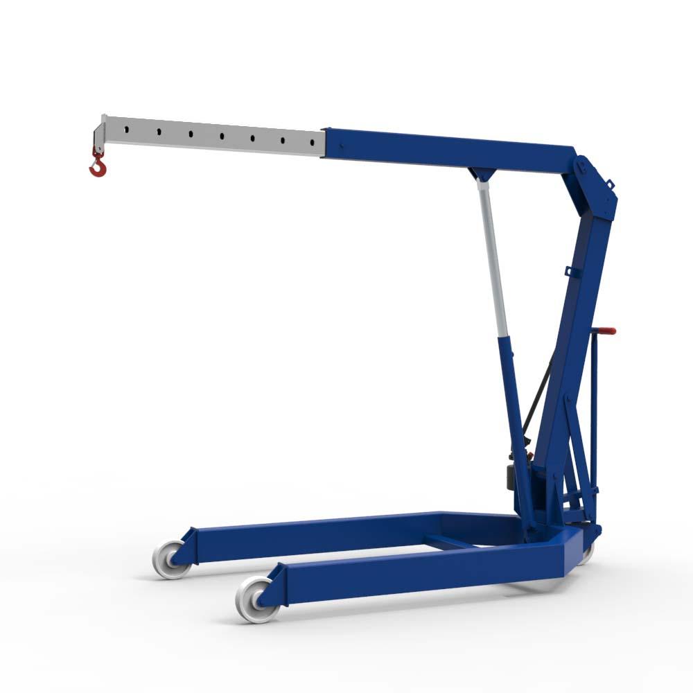 Gegengewichtsloser Werkstattkran mit Teleskopausleger, Traglast 1000 kg, paralleles Fahrwerk, klappbar Motorheber und Montagekrane Produktbild Gegengewichtsloser Werkstattkran mit Teleskopausleger, Traglast 1000 kg, paralleles Fahrwerk, klappbar