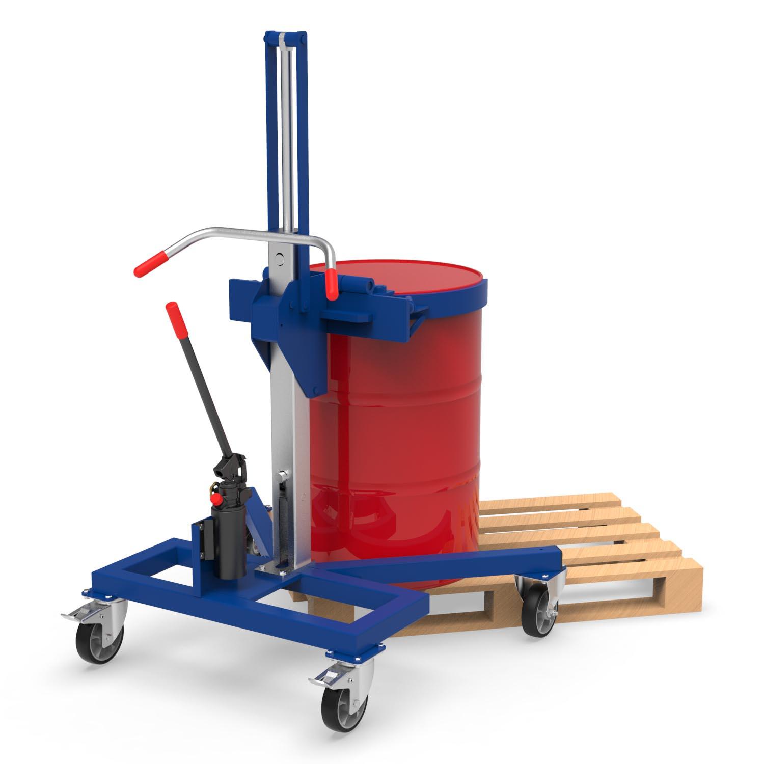 Fassheber für 200 l Fass mit Übereckfahrwerk 180 mm, Hub 550 mm, Verriegelungsautomatik, Traglast 300 kg Fassheber Produktbild Fassheber für 200 l Fass mit Übereckfahrwerk 180 mm, Hub 550 mm, Verriegelungsautomatik, Traglast 300 kg