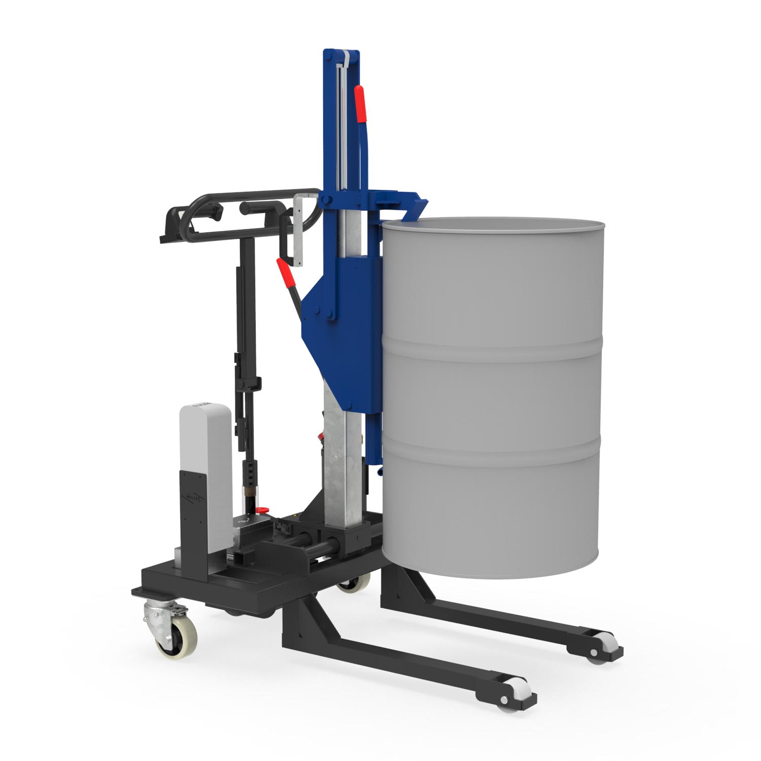 Fassheber EcoDRIVE mit Einfahrwerk für ergonomische Fassaufnahme, elektrischer Fahrantrieb Fassheber Produktbild Fassheber EcoDRIVE mit Einfahrwerk für ergonomische Fassaufnahme, elektrischer Fahrantrieb