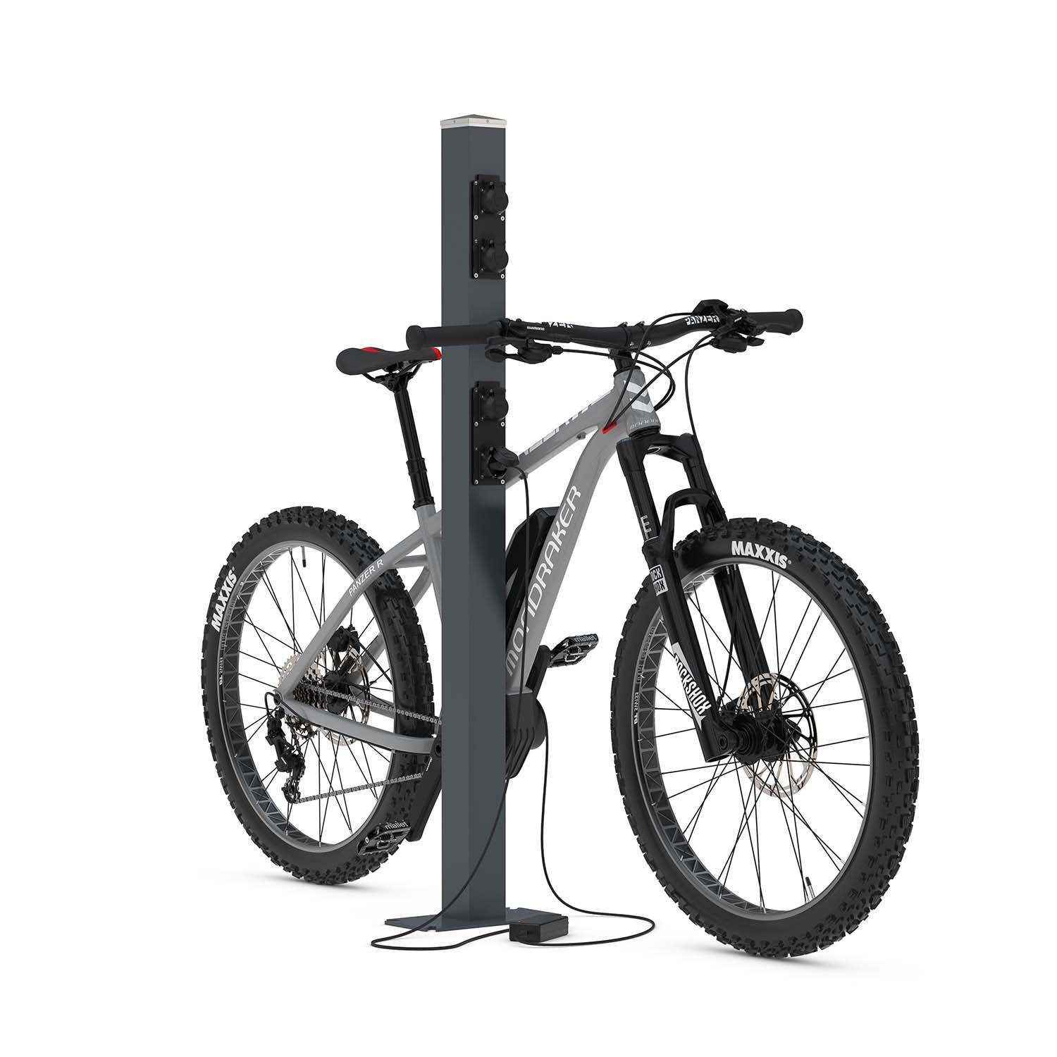 Ladesäule für E-Bikes und Pedelecs, 4 Steckdosen IP54, H 1460 mm Fahrradständer für E-Bikes Produktbild Ladesäule für E-Bikes und Pedelecs, 4 Steckdosen IP54, H 1460 mm