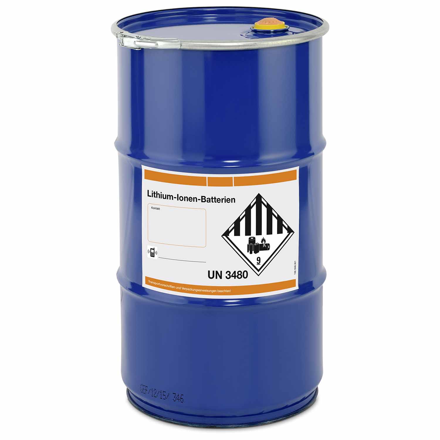 Lithium-Ionen-Akku-Sicherheitstonne, 60 l, Ø 380 x H 660 mm Transportbehälter für Lithium-Ionen-Akkus Produktbild Lithium-Akku-Sicherheitstonne, 60 l, Ø 380 x H 660 mm