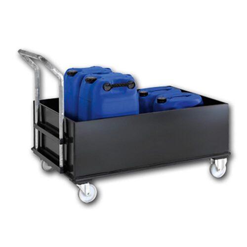 Fahrbare Auffangwanne aus Kunststoff für bis zu 2 x 200 l Fässer, Auffangvolumen 225 l Fahrbare Auffangwannen aus Kunststoff Produktbild Fahrbare Auffangwanne aus Kunststoff für bis zu 2 x 200 l Fässer, Auffangvolumen 225 l