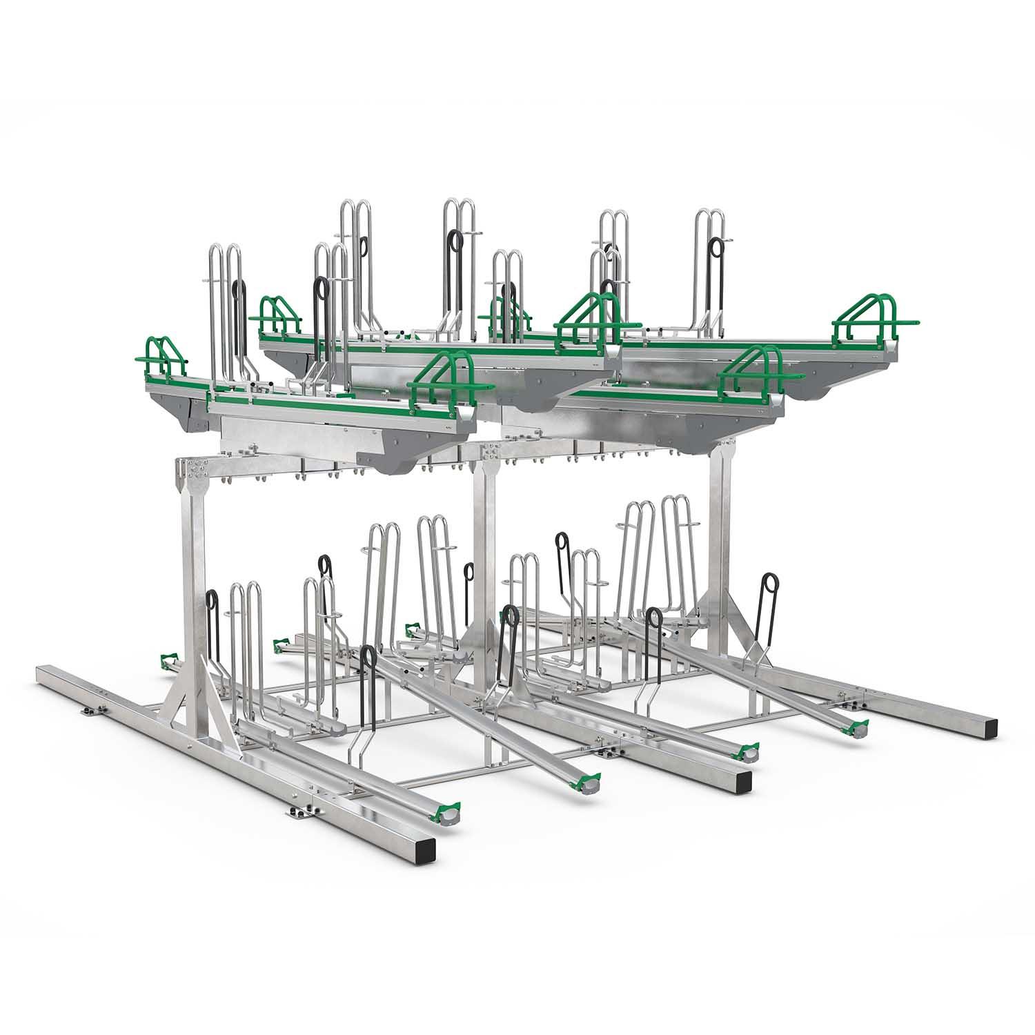 Doppelstockparker BikeHub Premium für Fahrräder bis 55 mm Reifenbreite, doppelseitig Doppelstockparker Produktbild Premium-Doppelstockparker für Fahrräder bis 55 mm Reifenbreite, doppelseitig