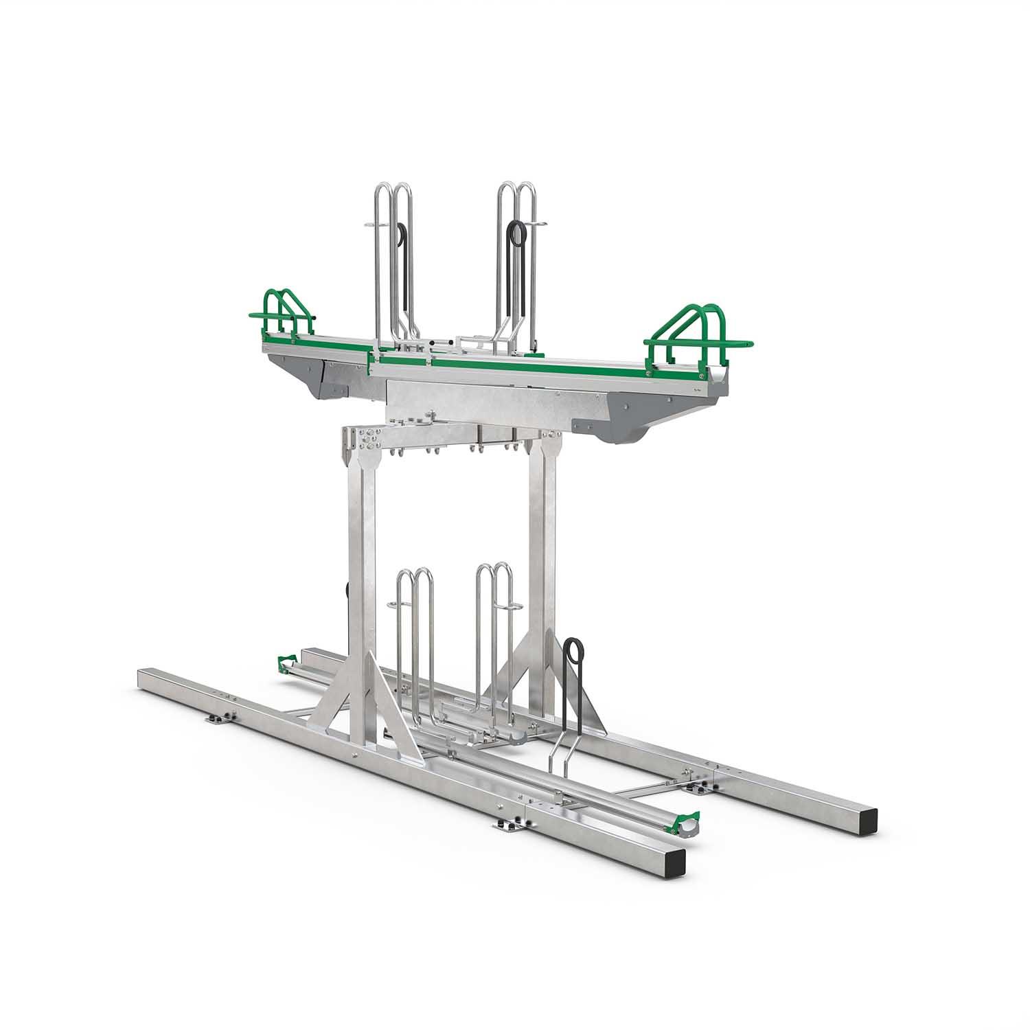Doppelstockparker BikeHub Premium für Fahrräder bis 55 mm Reifenbreite, doppelseitig Doppelstockparker Produktbild Premium-Doppelstockparker für Fahrräder bis 55 mm Reifenbreite, doppelseitig