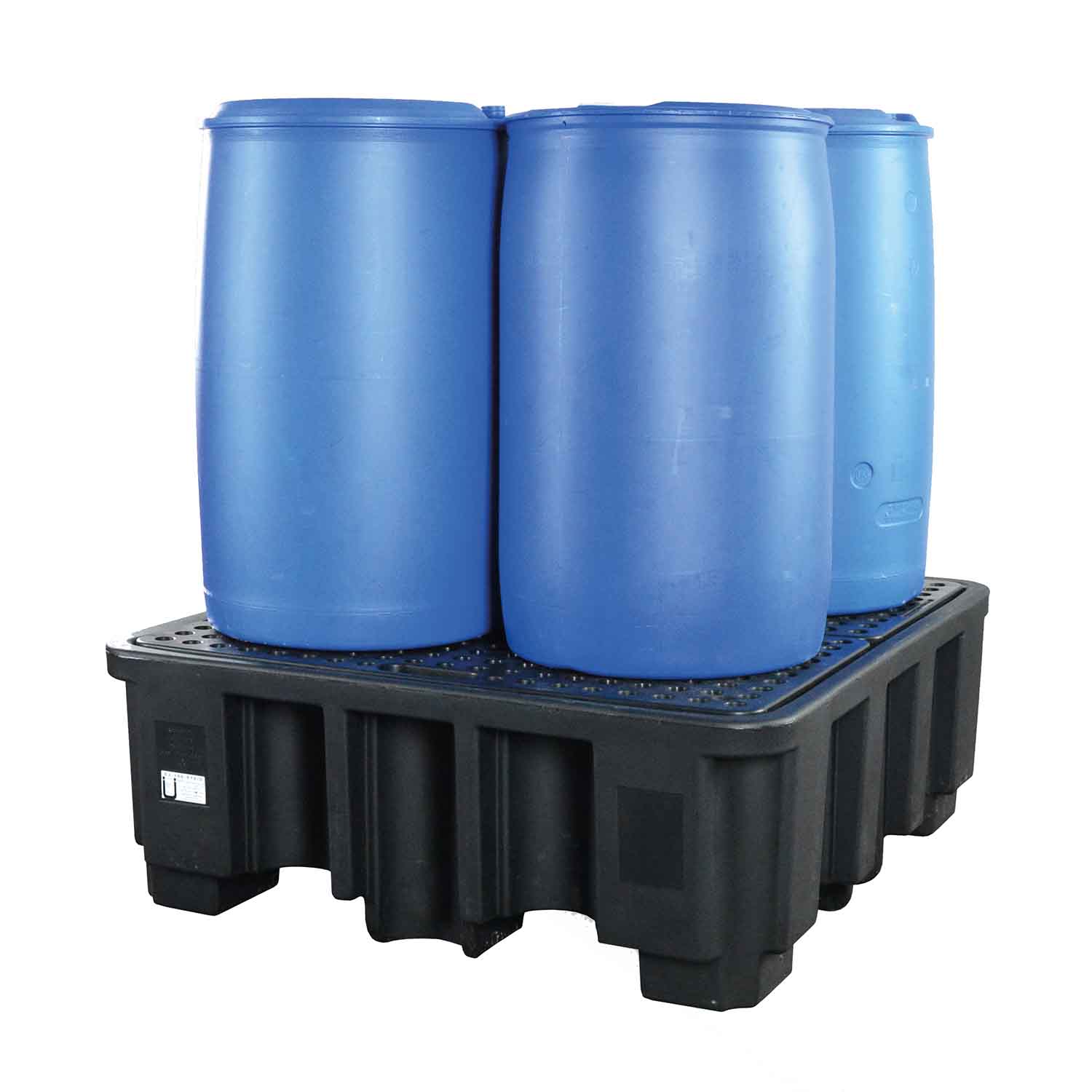 Auffangwanne aus Kunststoff (PE) für 4 Fässer, Auffangvolumen 485 l Auffangwannen aus Kunststoff Produktbild Auffangwanne aus Kunststoff (PE) für 4 Fässer, Auffangvolumen 485 l