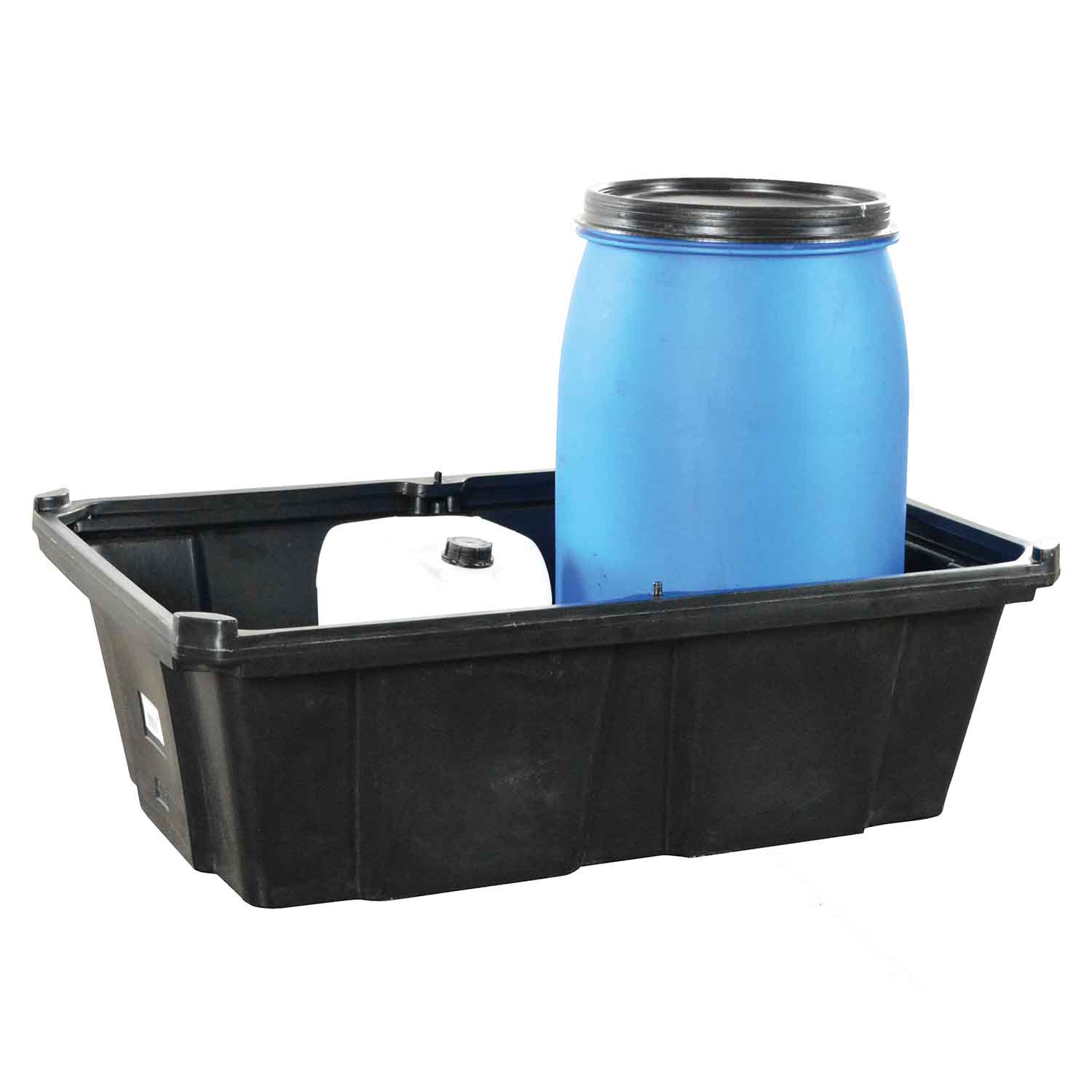 Auffangwanne aus Kunststoff (PE) für 2 Fässer, Auffangvolumen 200 l Auffangwannen aus Kunststoff Produktbild Auffangwanne aus Kunststoff für 2 Fässer, Auffangvolumen 200 l