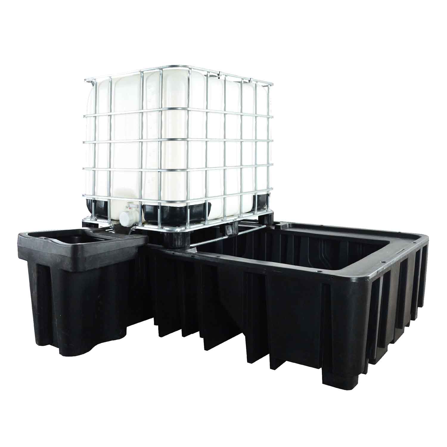 Auffangwanne aus Kunststoff (PE) für 2 IBCs, Auffangvolumen 1200 l Auffangwannen aus Kunststoff Produktbild Auffangwanne aus Kunststoff (PE) für 2 IBCs, Auffangvolumen 1200 l