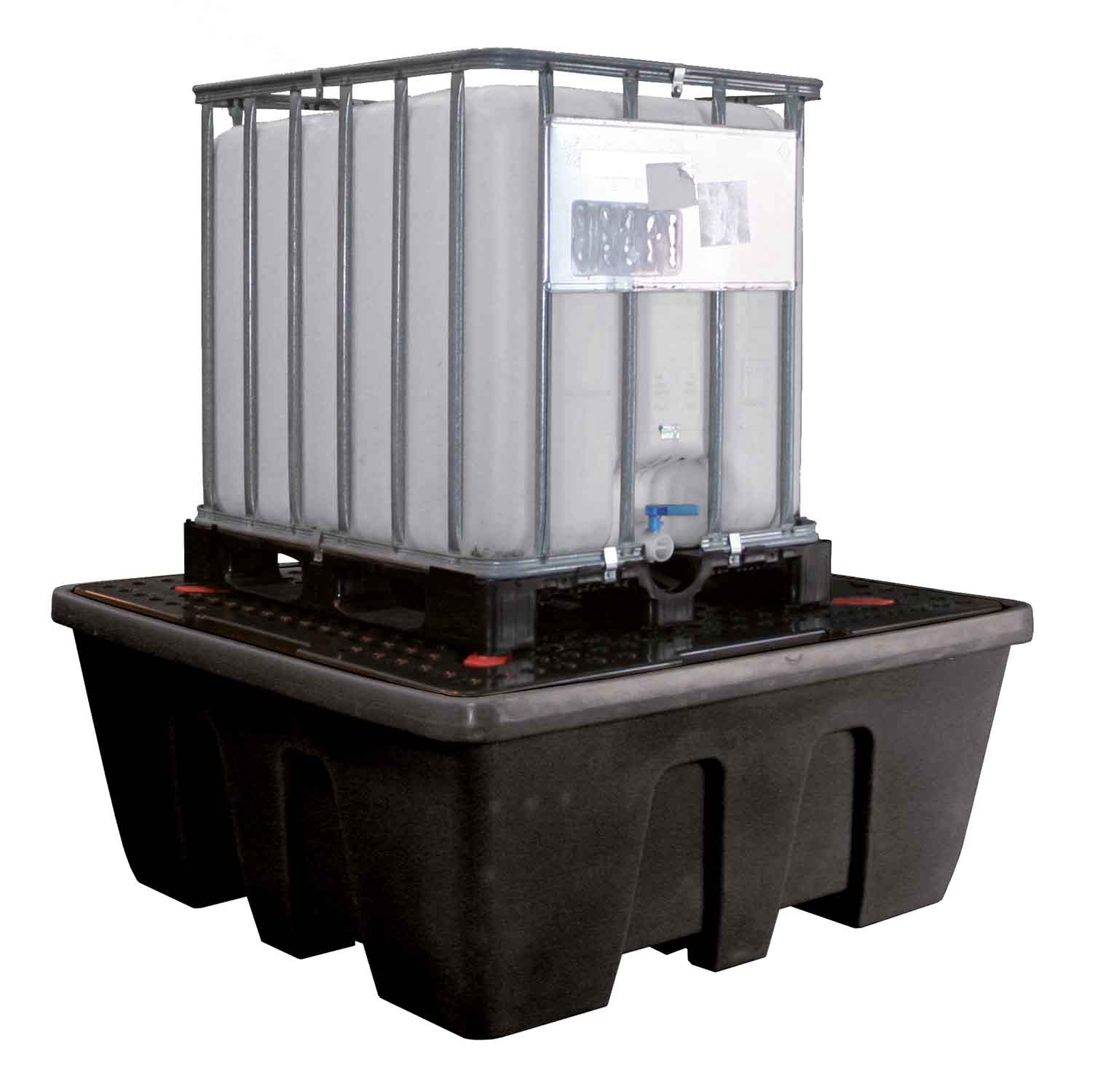 Auffangwanne aus Kunststoff (PE) für 1 IBC, Auffangvolumen 1100 l Auffangwannen aus Kunststoff Produktbild Auffangwanne aus Kunststoff (PE) für 1 IBC, Auffangvolumen 1100 l