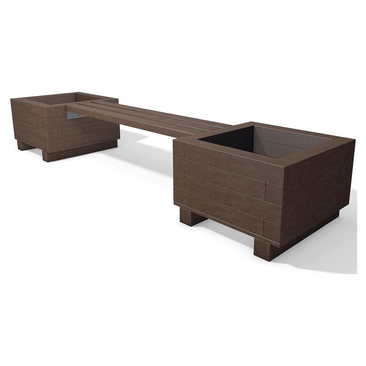 Parkbank IONA aus Recycling-Kunststoff, Breite 1500 mm, 3-Sitzer, mit Blumenkübeln Parkbänke aus Kunststoff Produktbild Parkbank IONA aus Recycling-Kunststoff, Breite 1500 mm, 3-Sitzer, mit Blumenkübeln