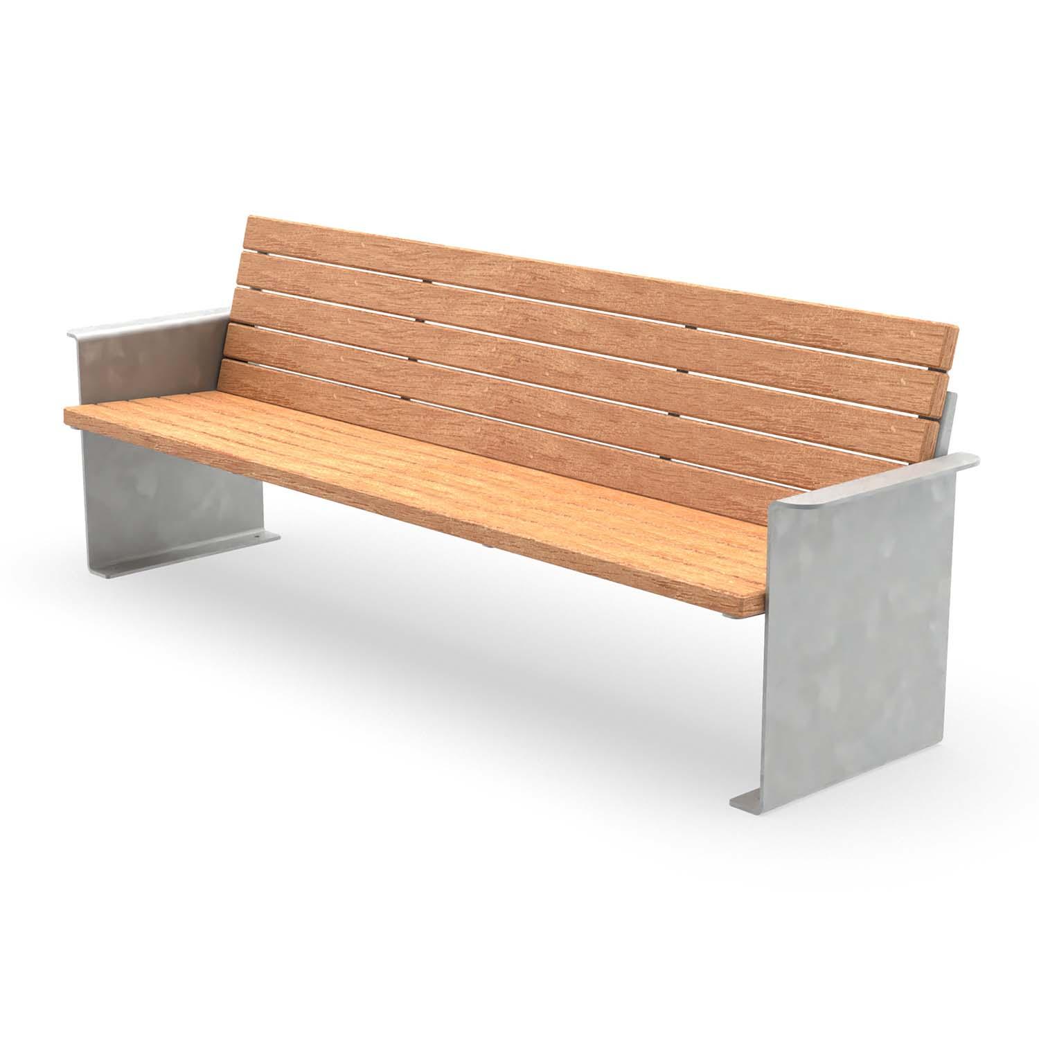 Parkbank NIZZA, Flachstahl, Sitzfläche und Rückenlehne aus Holz, verzinkt, 4-Sitzer Parkbank Produktbild Parkbank NIZZA, Flachstahl, Sitzfläche und Rückenlehne aus Holz, verzinkt, 4-Sitzer