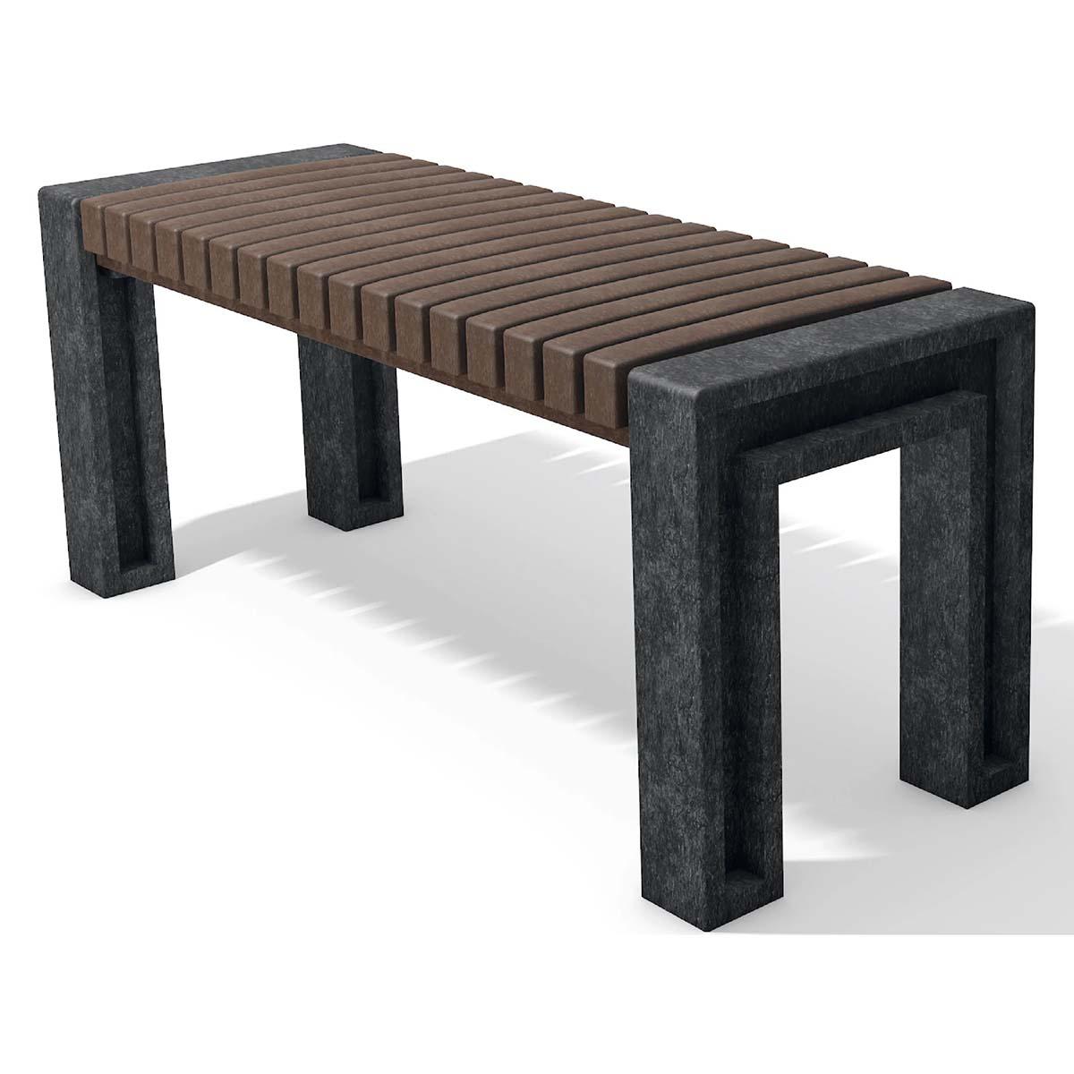 Hockerbank UENO aus Recycling-Kunststoff, Breite 1800 mm, 4-Sitzer Parkbänke aus Kunststoff Produktbild Hockerbank UENO aus Recycling-Kunststoff, Breite 1300 mm, 3-Sitzer