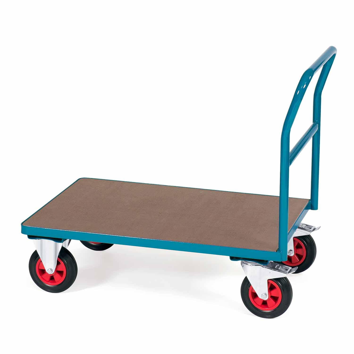 Plattformwagen aus Stahl mit Holzladefläche und Schiebegriff, Tragkraft 500 kg Tischwagen und Etagenwagen Produktbild Plattformwagen aus Stahl mit Holzladefläche und Schiebegriff, Tragkraft 500 kg