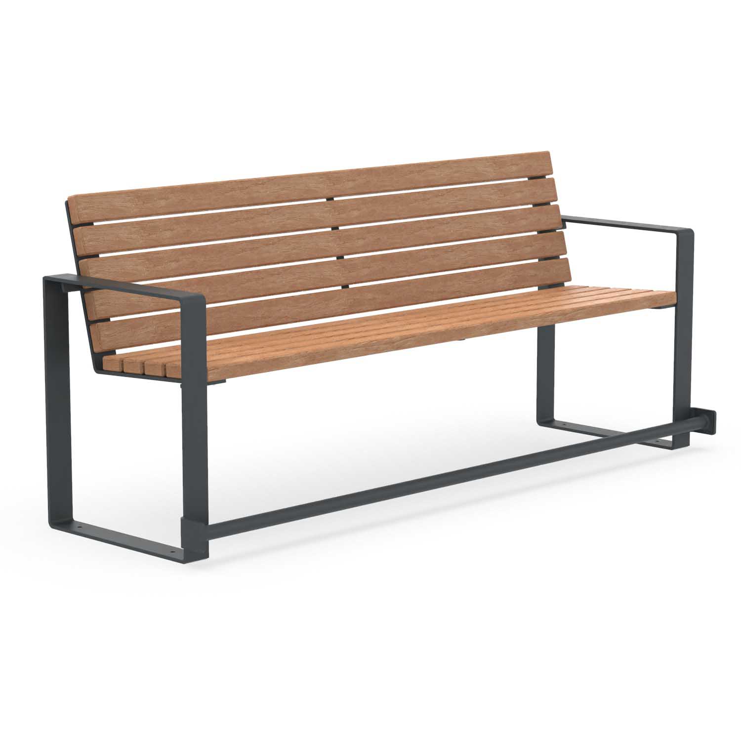 Seniorenbank CUBIC, Flachstahl, Holz, verzinkt und farbbeschichtet, 4-Sitzer, mit Armlehnen und Fußauflage Parkbank CUBIC Produktbild Seniorenbank CUBIC, Flachstahl, Holz, verzinkt und farbbeschichtet, 4-Sitzer, mit Armlehnen und Fußauflage