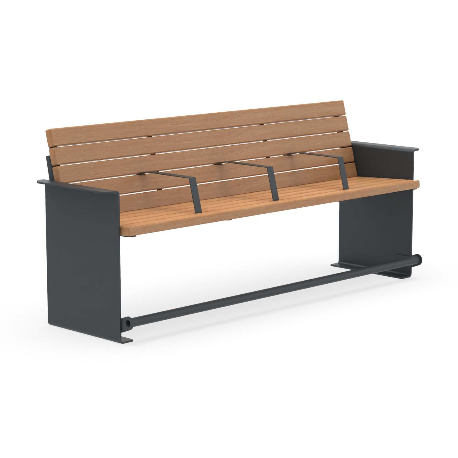 Seniorenbank NIZZA, aus Stahl und Holz, verzinkt und farbbeschichtet, 4-Sitzer, mit Armlehnen für jeden Sitzplatz und Fußauflage Parkbank NIZZA Produktbild Seniorenbank NIZZA, aus Stahl und Holz, verzinkt und farbbeschichtet, 4-Sitzer, mit Armlehnen für jeden Sitzplatz und Fußauflage