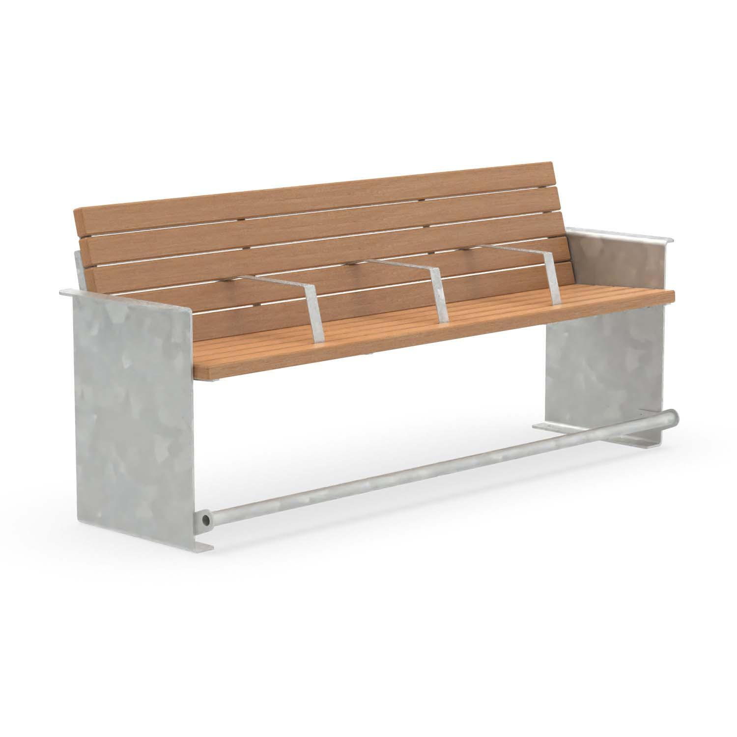 Seniorenbank NIZZA, aus Stahl und Holz, verzinkt, 4-Sitzer, mit Armlehnen für jeden Sitzplatz und Fußauflage Parkbank NIZZA Produktbild Seniorenbank NIZZA, aus Stahl und Holz, verzinkt, 4-Sitzer, mit Armlehnen für jeden Sitzplatz und Fußauflage