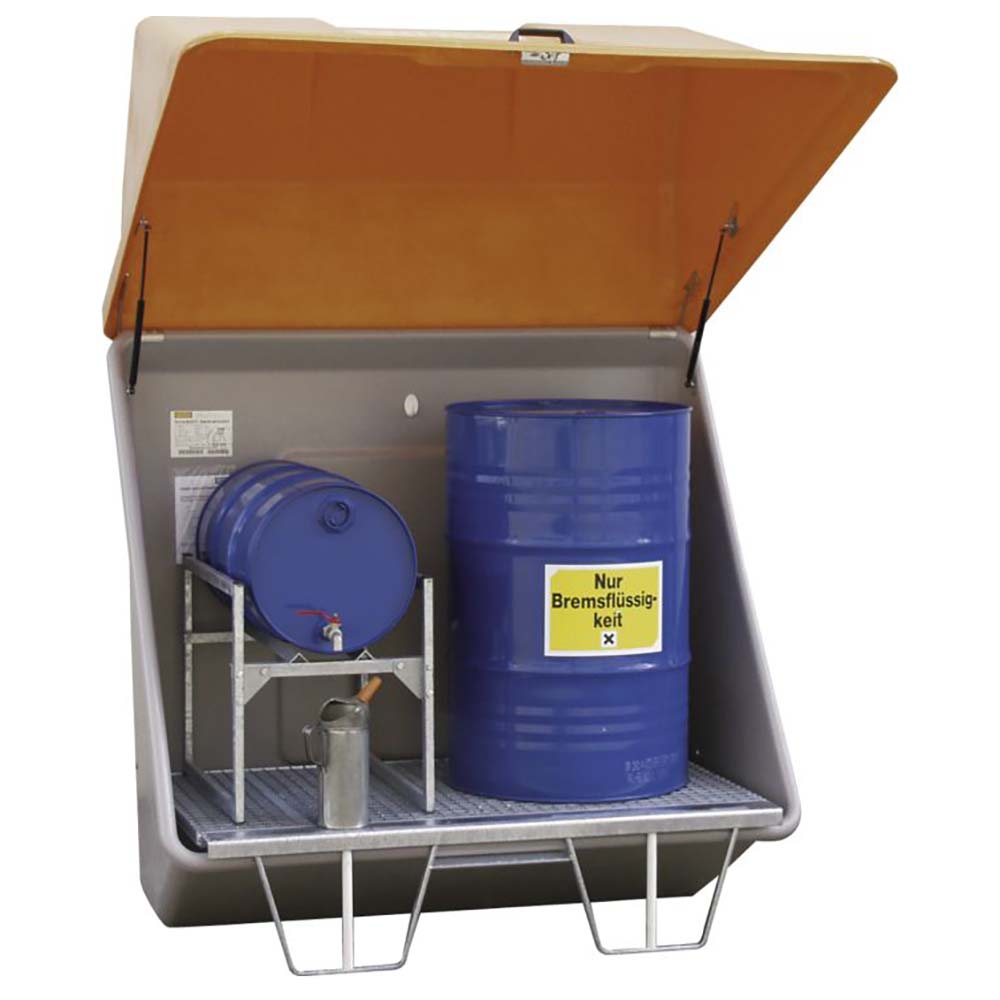 Schadstoff-Sammelstation aus GFK, Auffangvolumen 200 l, mit Gitterrost und Haube, Outdoor Gefahrstoffdepots Produktbild Schadstoff-Sammelstation aus GFK, Auffangvolumen 200 l, mit Gitterrost und Haube, Outdoor