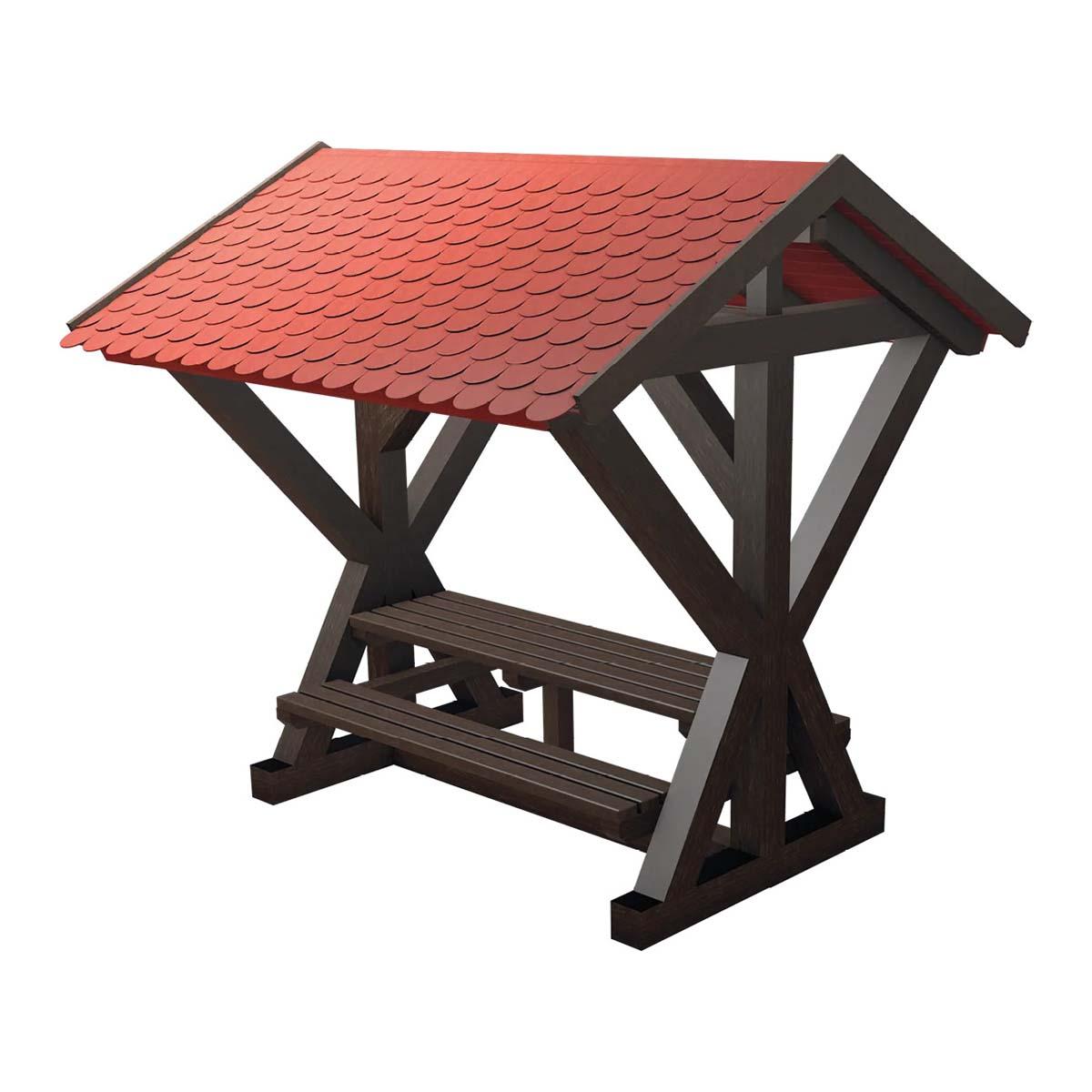 Schutzhütte GRAND CANYON aus Recycling-Kunststoff, mit überdachter Sitzgruppe, 2800 x 2550 x 2750 mm Parkbänke aus Kunststoff Produktbild Schutzhütte GRAND CANYON aus Recycling-Kunststoff, mit überdachter Sitzgruppe, 2800 x 2550 x 2750 mm