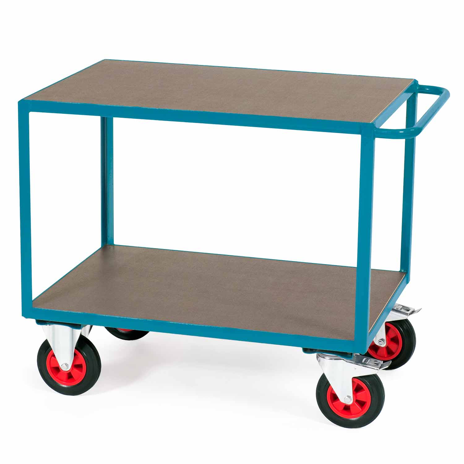 Tischwagen aus Stahl mit Holzladeflächen und Schiebegriff, Tragkraft 500 kg Tischwagen und Etagenwagen Produktbild Tischwagen aus Stahl mit Holzladeflächen und Schiebegriff, Tragkraft 500 kg