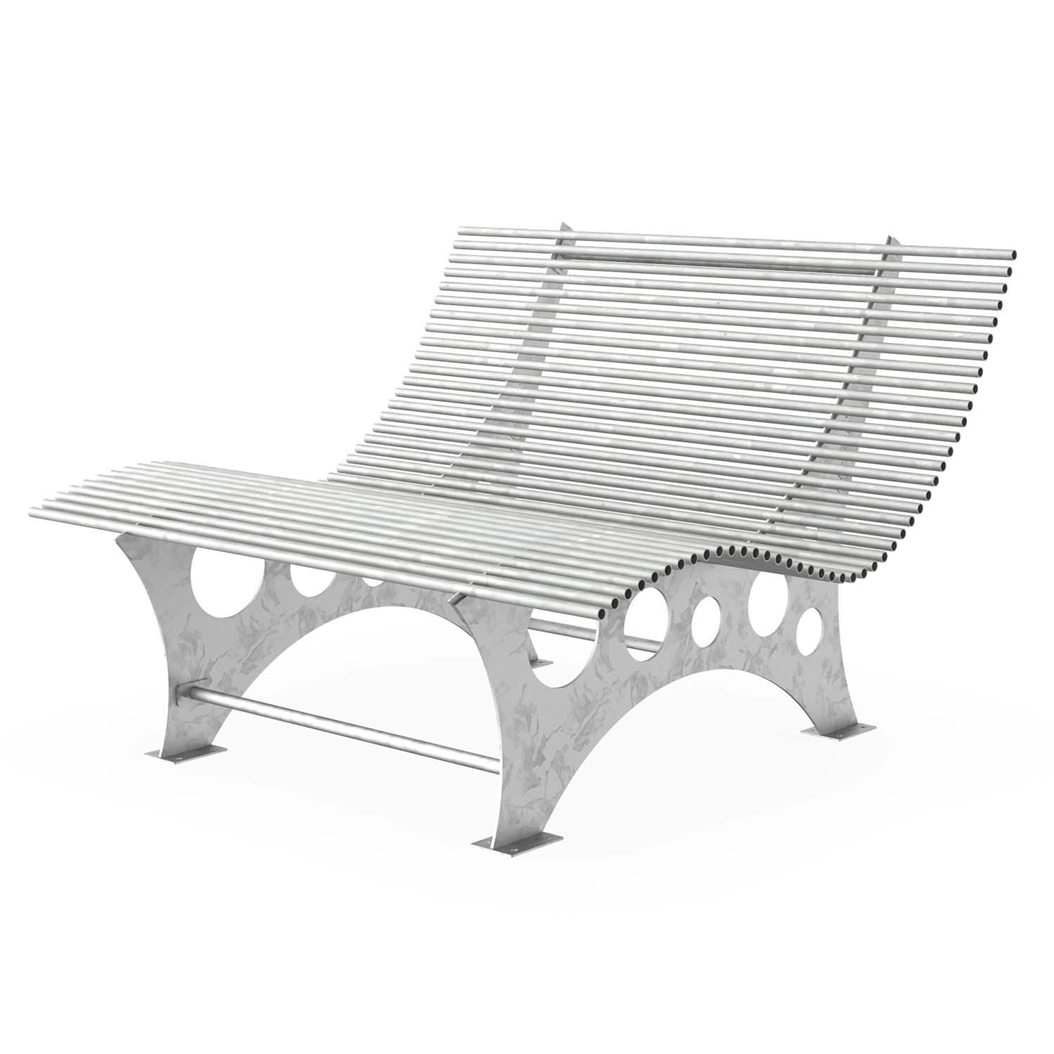 Waldsofa aus Stahl, verzinkt, mit Sitzauflagen aus Rundrohr, Breite 1500 mm Parkbank aus Stahl Produktbild Waldsofa aus Stahl, verzinkt, mit Sitzauflagen aus Rundrohr, Breite 1500 mm